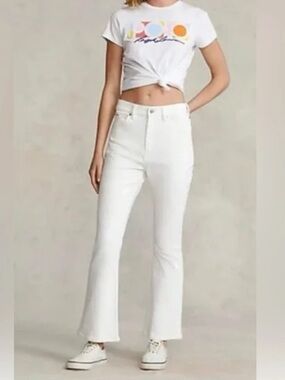 Polo Ralph Lauren Sharona White Cropped Flare Jeans